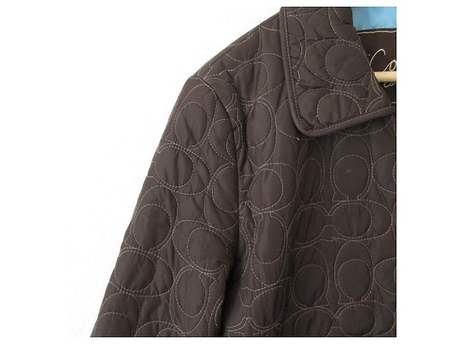 Chaqueta acolchada de nylon Coach Signature Castaño Azul - vista 6
