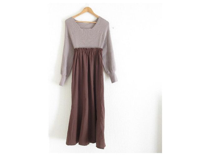 Autre Marque Robe longue en maille avec empiècement emmi atelier Marron - vue 2