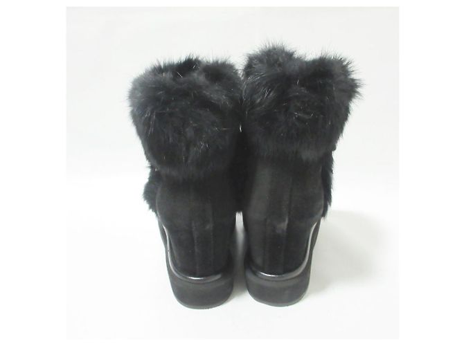 Autre Marque Paloma Barceló Rabbit Fur Short Boots Black - view 2