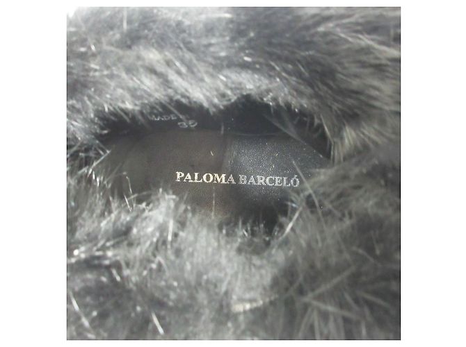Autre Marque Paloma Barceló Rabbit Fur Short Boots Black - view 4