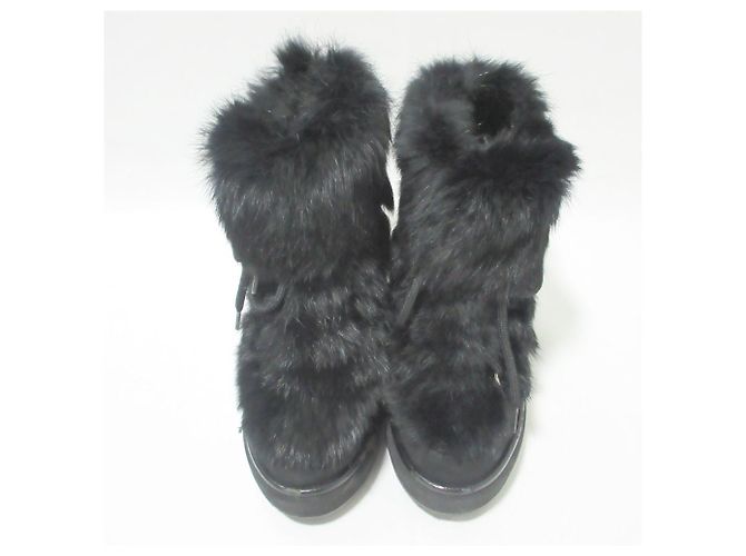 Autre Marque Paloma Barceló Rabbit Fur Short Boots Black - view 5