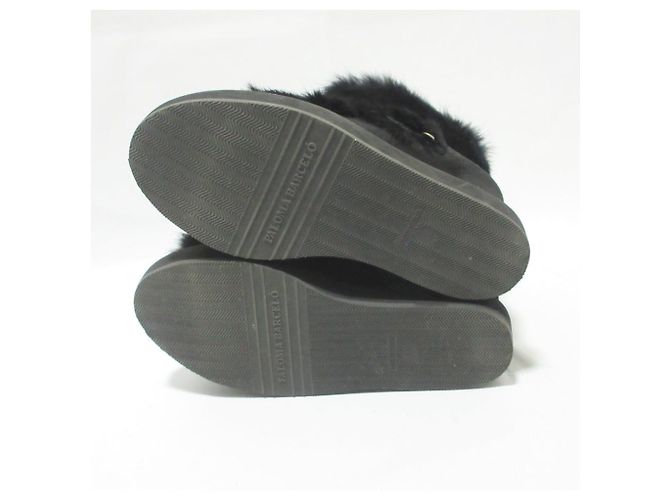 Autre Marque Paloma Barceló Rabbit Fur Short Boots Black - view 7