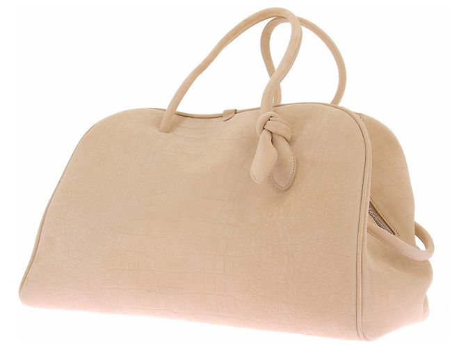 Jacquemus Borsa beige in suede 'Le Grand Turismo' effetto coccodrillo - vista 5