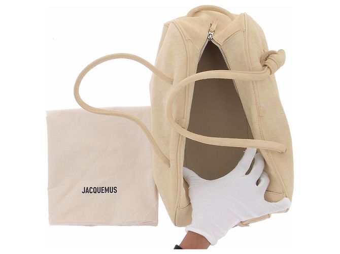 Jacquemus Borsa beige in suede 'Le Grand Turismo' effetto coccodrillo - vista 6