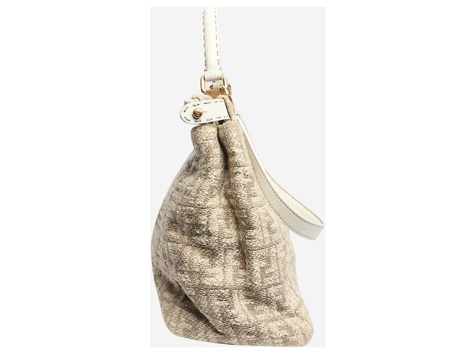 Fendi Borsa a tracolla in tweed Neutral Peekaboo - vista 2