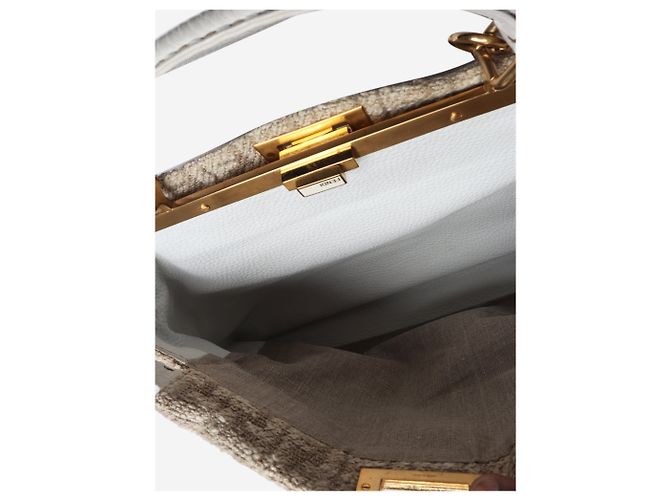 Fendi Borsa a tracolla in tweed Neutral Peekaboo - vista 6