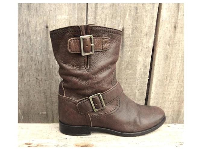 Botines Prada de piel marrón Castaño - vista 2