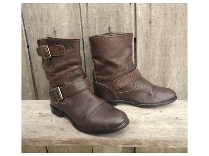 Botines Prada de piel marrón Castaño - vista 3