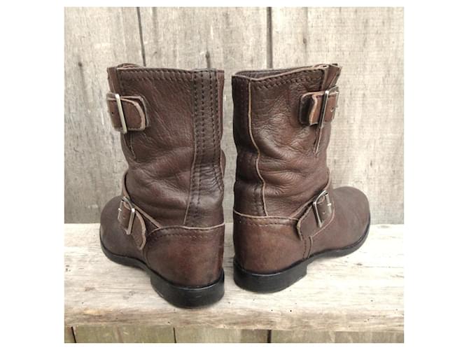 Botines Prada de piel marrón Castaño - vista 4
