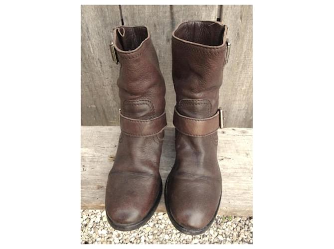 Botines Prada de piel marrón Castaño - vista 5
