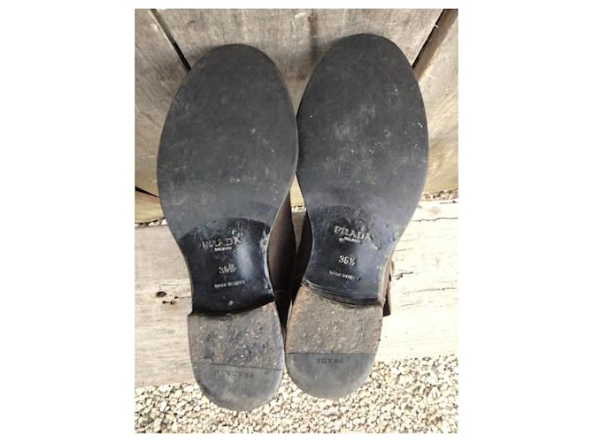 Botines Prada de piel marrón Castaño - vista 7