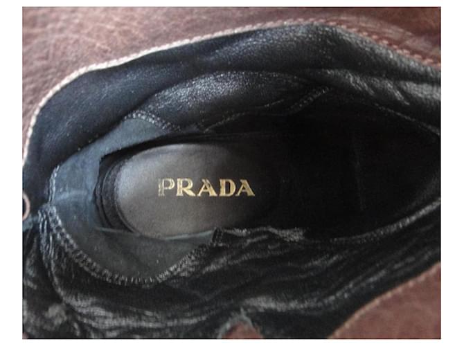 Botines Prada de piel marrón Castaño - vista 8