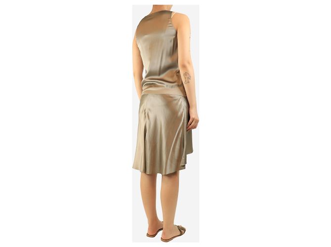 Brunello Cucinelli Neutrales Seiden-Midikleid - Größe M - Ansicht 2