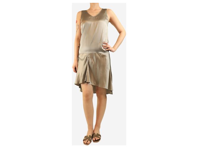 Brunello Cucinelli Neutrales Seiden-Midikleid - Größe M - Ansicht 3