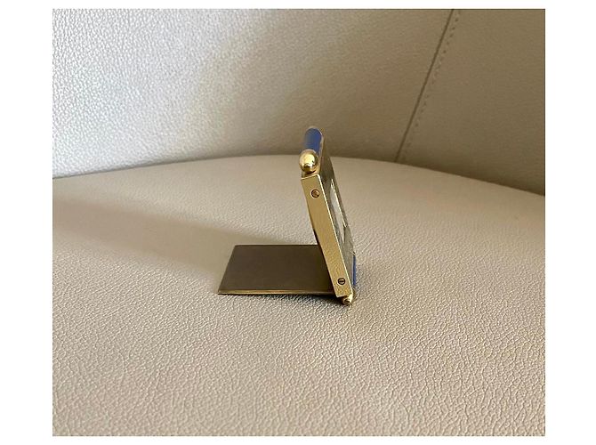 Cartier Pendulette de voyage "Quadrant",dorée avec obus Lapis Lazuli Bleu Crème - vue 3