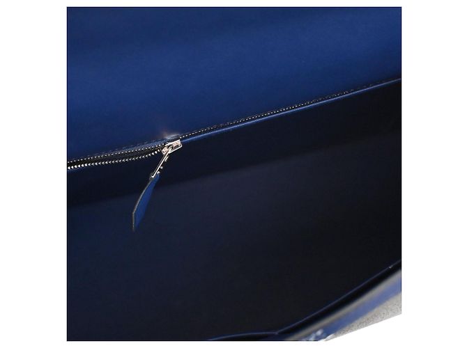 Hermès Black Tricolor Swift e Toile H Berline Kelly II Sellier 32 Blu navy - vista 4