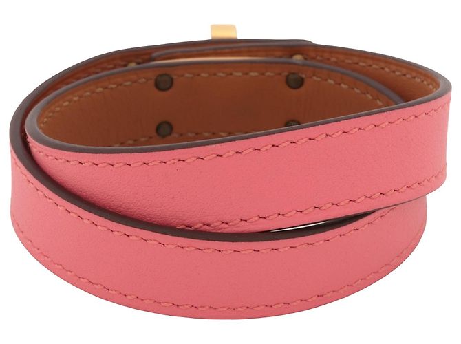 Bracciale Kelly Double Tour in pelle Swift rosa Hermès - vista 2
