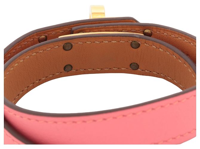 Bracciale Kelly Double Tour in pelle Swift rosa Hermès - vista 4