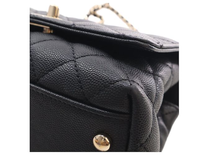 Coco Handle Borsa Chanel Black Extra Mini Quilted Caviar Coco Top Handle Nero - vista 11