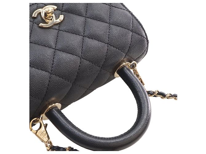 Coco Handle Borsa Chanel Black Extra Mini Quilted Caviar Coco Top Handle Nero - vista 13