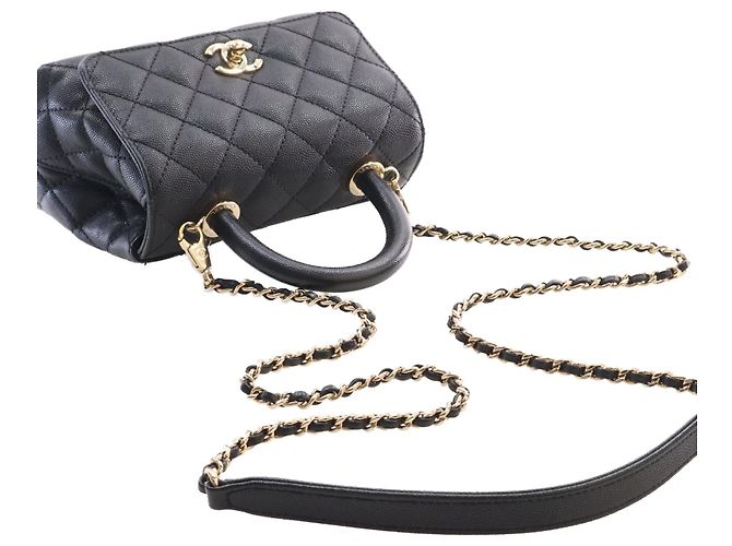 Coco Handle Borsa Chanel Black Extra Mini Quilted Caviar Coco Top Handle Nero - vista 14