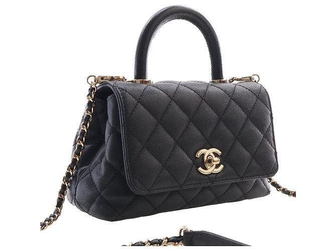 Coco Handle Borsa Chanel Black Extra Mini Quilted Caviar Coco Top Handle Nero - vista 2