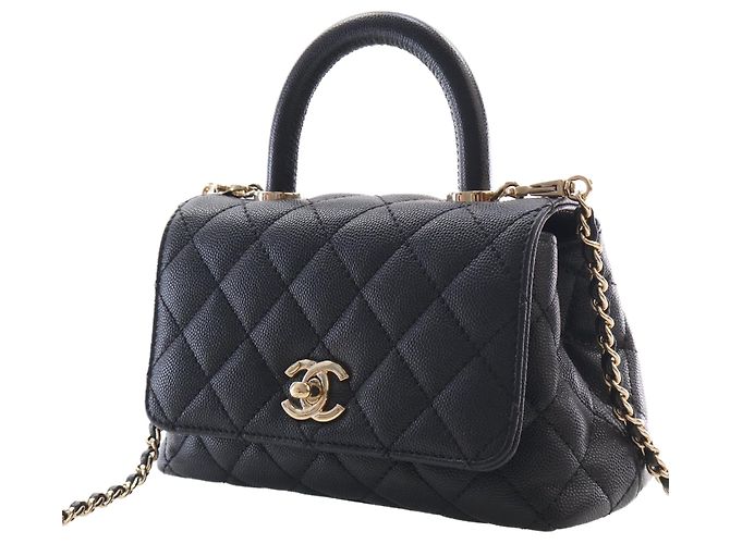 Coco Handle Borsa Chanel Black Extra Mini Quilted Caviar Coco Top Handle Nero - vista 3