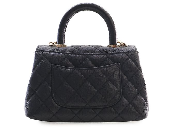 Coco Handle Borsa Chanel Black Extra Mini Quilted Caviar Coco Top Handle Nero - vista 4