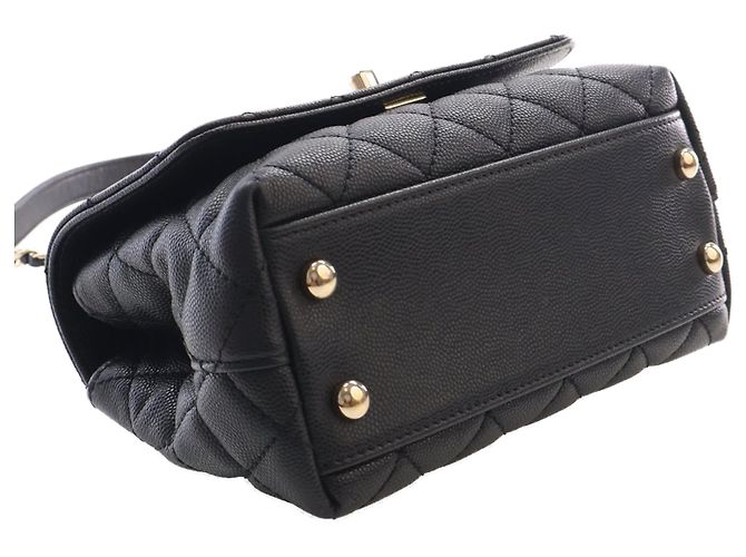 Coco Handle Borsa Chanel Black Extra Mini Quilted Caviar Coco Top Handle Nero - vista 7