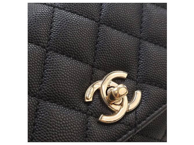 Coco Handle Borsa Chanel Black Extra Mini Quilted Caviar Coco Top Handle Nero - vista 8