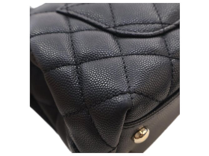 Coco Handle Borsa Chanel Black Extra Mini Quilted Caviar Coco Top Handle Nero - vista 9