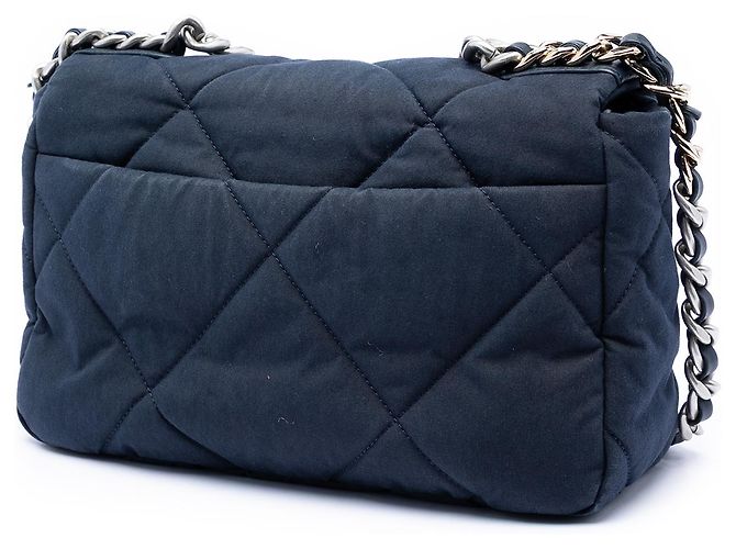 Chanel Blue Medium Quilted Jersey 19 Flap Blu navy - vista 2