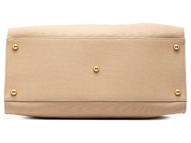 Fendi Sunshine Shopper Tote aus braunem Canvas, Größe Medium Hellbraun - vista 3