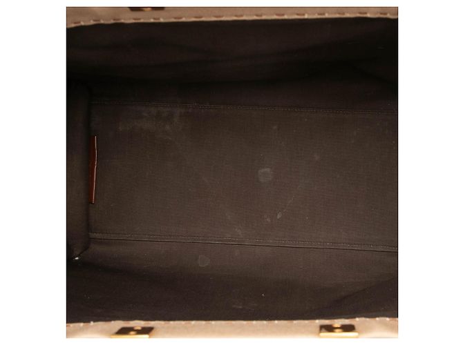 Fendi Sunshine Shopper Tote aus braunem Canvas, Größe Medium Hellbraun - vista 4