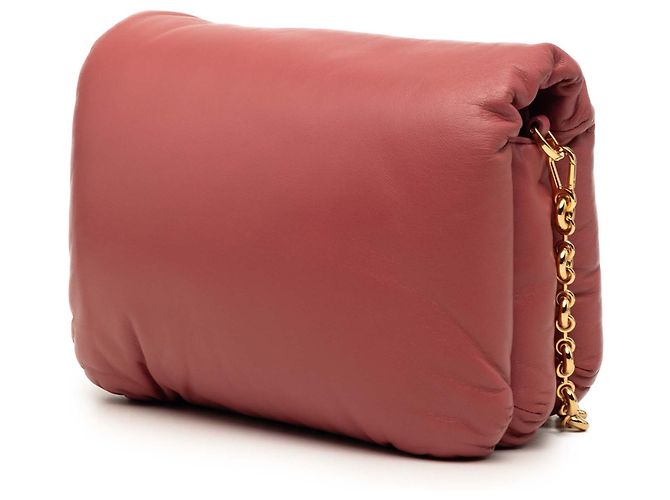 LOEWE Borsa Goya Puffer in agnello lucido rosa con catena - vista 2