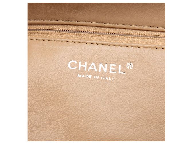 Borsa Chanel CC Luxe Ligne Bowler in pelle di cervo metallizzata marrone Bronzo - vista 6