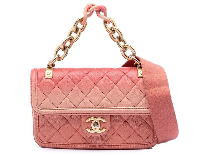 Chanel Pink Small Quilted Caviar Sunset On The Sea Flap Rosa - vista 7