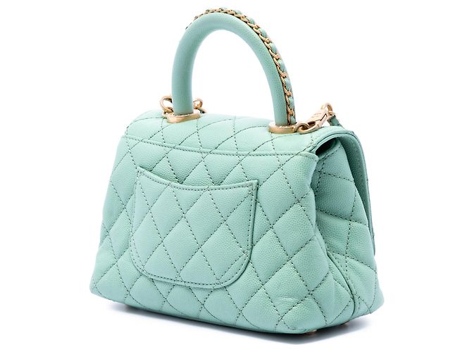 Coco Handle Borsa Chanel Blue Extra Mini Quilted Caviar Coco Top Handle Blu chiaro - vista 2