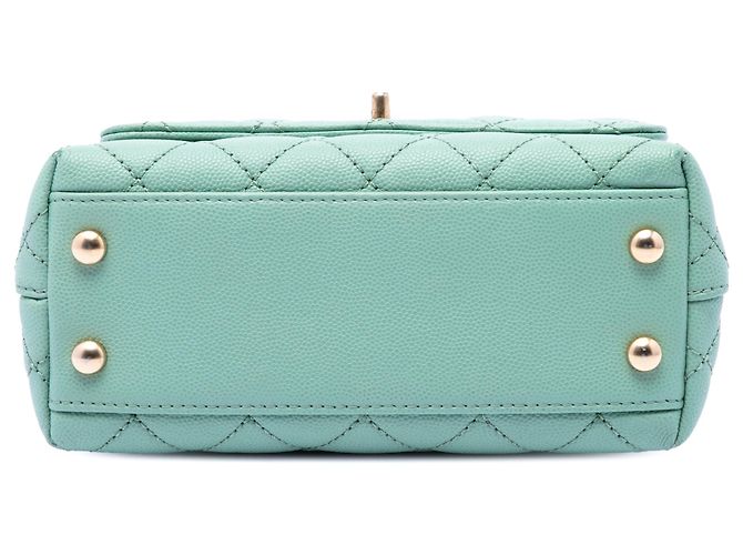 Coco Handle Borsa Chanel Blue Extra Mini Quilted Caviar Coco Top Handle Blu chiaro - vista 3