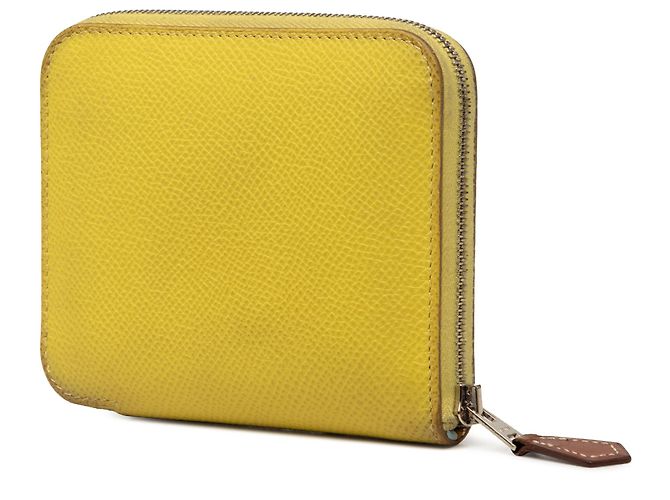 Silk In Portafoglio compatto in seta ed Epsom giallo Hermès - vista 2