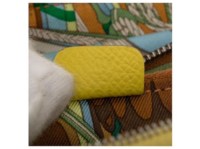 Silk In Portafoglio compatto in seta ed Epsom giallo Hermès - vista 6