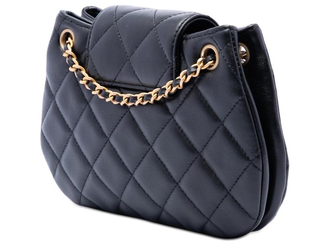 Borsa a tracolla Chanel Black Small Quilted Lambskin Giant CC Chain Compartment Nero - vista 2