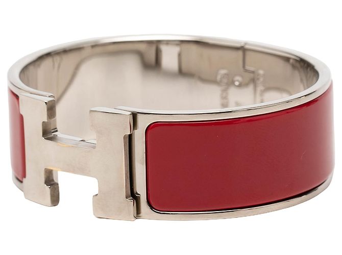 Bracciale Clic Clac H in smalto largo rosso Hermès GM - vista 2