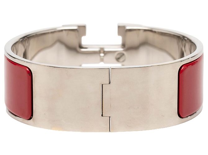 Bracciale Clic Clac H in smalto largo rosso Hermès GM - vista 3