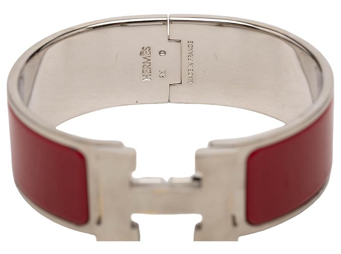 Bracciale Clic Clac H in smalto largo rosso Hermès GM - vista 5