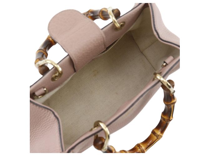 Borsa Gucci Pink Mini Calfskin Bamboo Shopper Rosa - vista 3