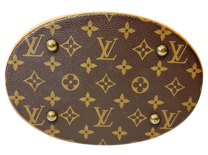 Borsa Tote Louis Vuitton Monogram Canvas Bucket PM Marrone - vista 3