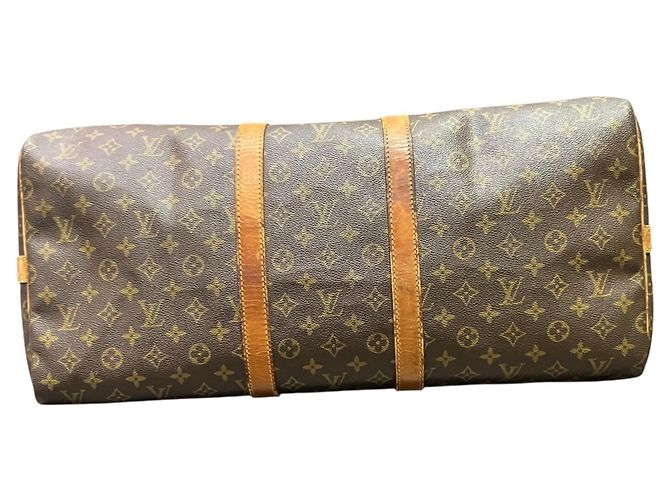 Louis Vuitton Keepall Bandoulière 55 Borsa Boston Marrone - vista 3