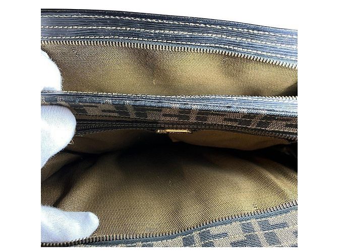 Fendi Zucca Handtasche aus braunem Canvas und Leder - Ansicht 5