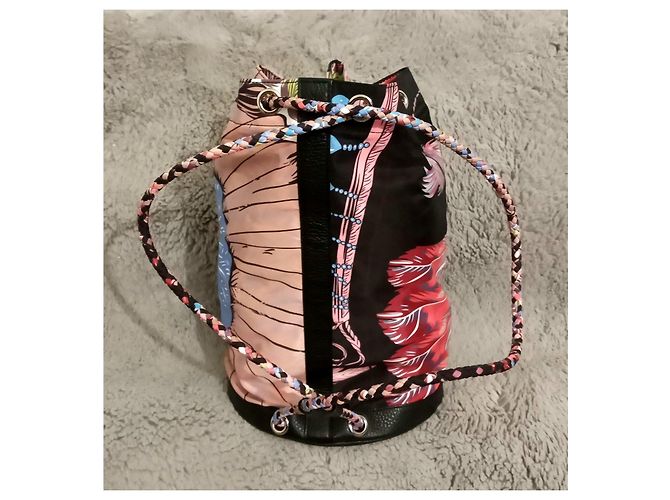 Hermès "Feathers and Flowers" Beutel Braun Schwarz Pink Weiß Rot Blau - Ansicht 5